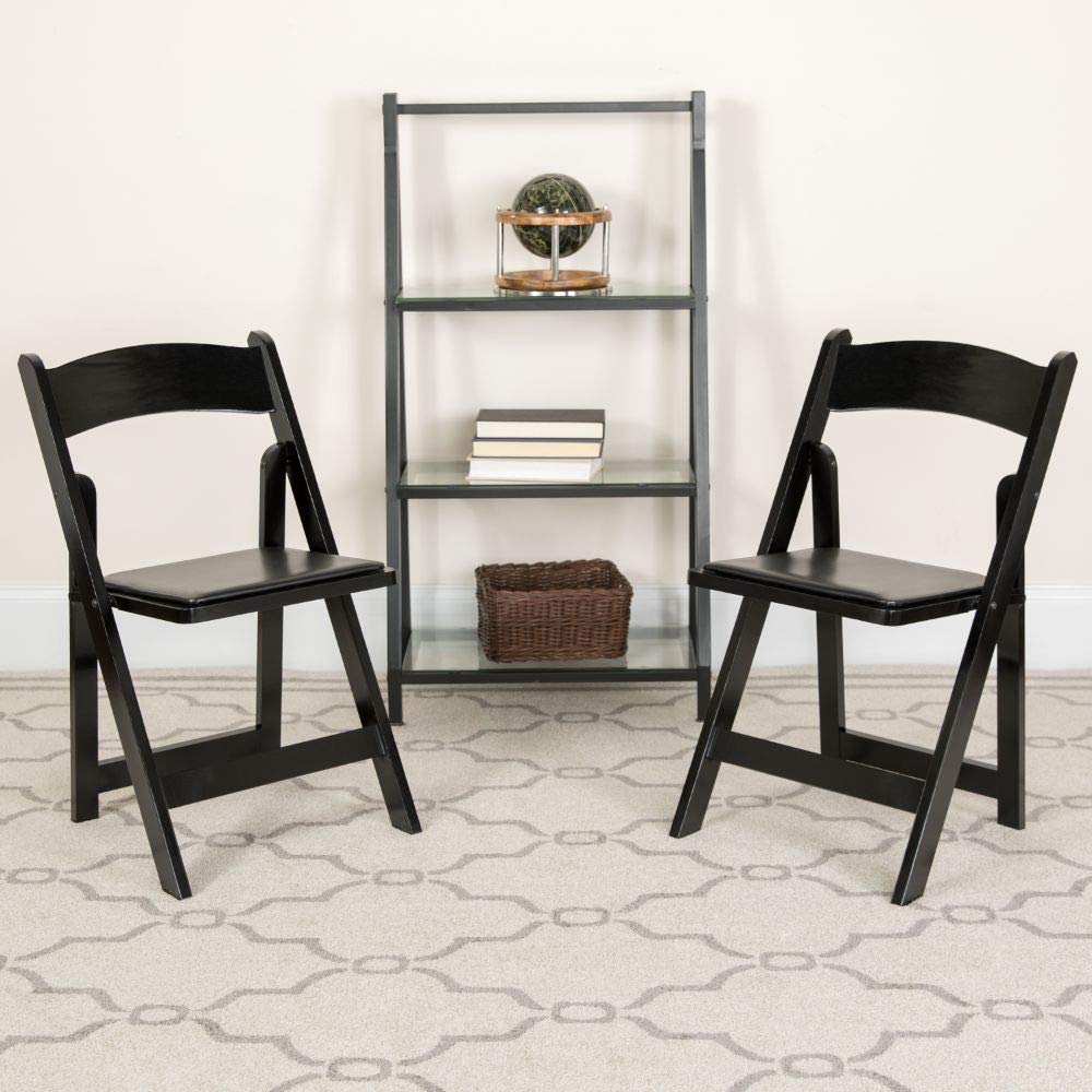 Flash Furniture 4 Pack Hercules Series Black Wood Folding Chair With Vinyl Padded Seat